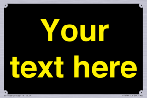 IV7874: Custom blank information sign. Yellow text, black background