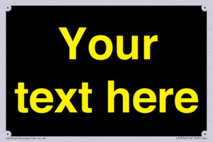 IV7874: Custom blank information sign. Yellow text, black background