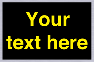 IV7874: Custom blank information sign. Yellow text, black background
