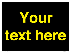 IV7874: Custom blank information sign. Yellow text, black background