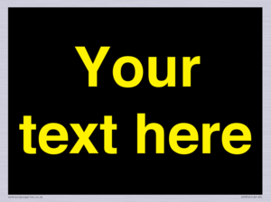 IV7874: Custom blank information sign. Yellow text, black background