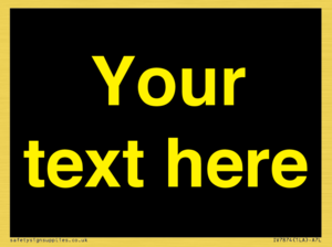 IV7874: Custom blank information sign. Yellow text, black background