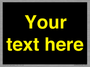 IV7874: Custom blank information sign. Yellow text, black background