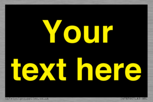 IV7874: Custom blank information sign. Yellow text, black background