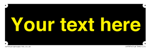 IV7874: Custom blank information sign. Yellow text, black background