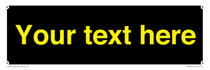 IV7874: Custom blank information sign. Yellow text, black background