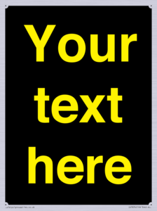 IV7874: Custom blank information sign. Yellow text, black background