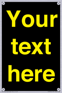 IV7874: Custom blank information sign. Yellow text, black background