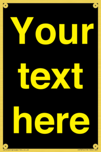 IV7874: Custom blank information sign. Yellow text, black background