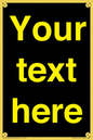 IV7874: Custom blank information sign. Yellow text, black background
