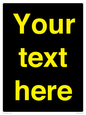 IV7874: Custom blank information sign. Yellow text, black background