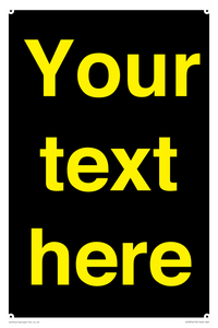 IV7874: Custom blank information sign. Yellow text, black background