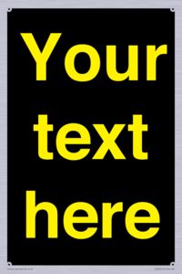 IV7874: Custom blank information sign. Yellow text, black background