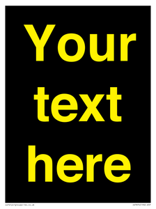 IV7874: Custom blank information sign. Yellow text, black background