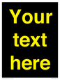 IV7874: Custom blank information sign. Yellow text, black background