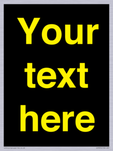 IV7874: Custom blank information sign. Yellow text, black background