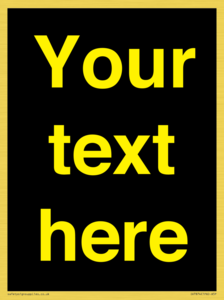 IV7874: Custom blank information sign. Yellow text, black background