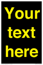 IV7874: Custom blank information sign. Yellow text, black background