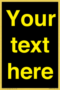 IV7874: Custom blank information sign. Yellow text, black background