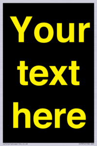 IV7874: Custom blank information sign. Yellow text, black background