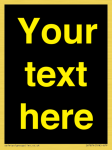 IV7874: Custom blank information sign. Yellow text, black background