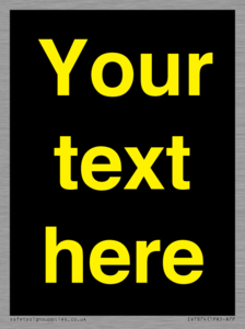 IV7874: Custom blank information sign. Yellow text, black background