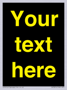 IV7874: Custom blank information sign. Yellow text, black background