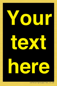 IV7874: Custom blank information sign. Yellow text, black background