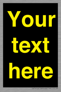 IV7874: Custom blank information sign. Yellow text, black background