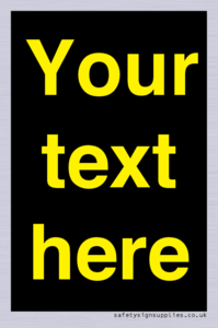 IV7874: Custom blank information sign. Yellow text, black background