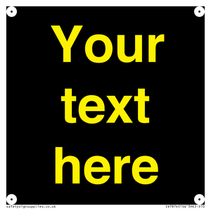 IV7874: Custom blank information sign. Yellow text, black background