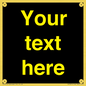 IV7874: Custom blank information sign. Yellow text, black background