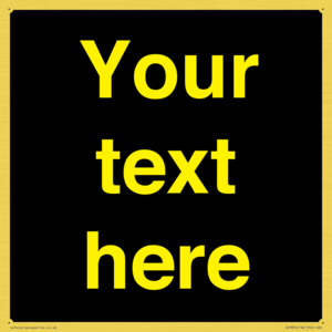 IV7874: Custom blank information sign. Yellow text, black background