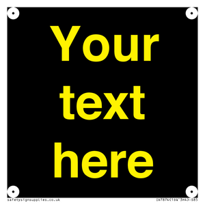 IV7874: Custom blank information sign. Yellow text, black background