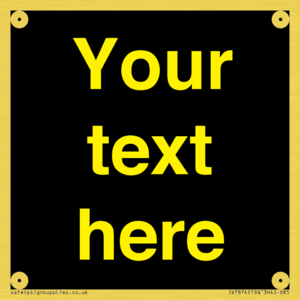 IV7874: Custom blank information sign. Yellow text, black background