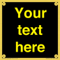 IV7874: Custom blank information sign. Yellow text, black background