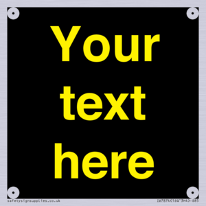 IV7874: Custom blank information sign. Yellow text, black background