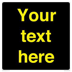 IV7874: Custom blank information sign. Yellow text, black background