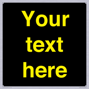IV7874: Custom blank information sign. Yellow text, black background