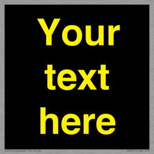 IV7874: Custom blank information sign. Yellow text, black background