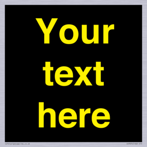 IV7874: Custom blank information sign. Yellow text, black background