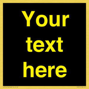 IV7874: Custom blank information sign. Yellow text, black background