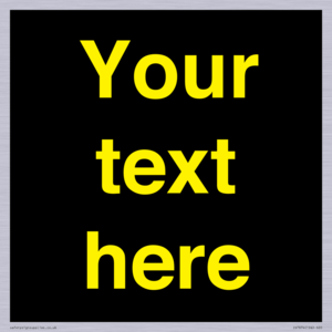 IV7874: Custom blank information sign. Yellow text, black background