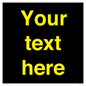 IV7874: Custom blank information sign. Yellow text, black background