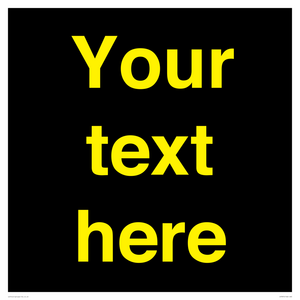 IV7874: Custom blank information sign. Yellow text, black background