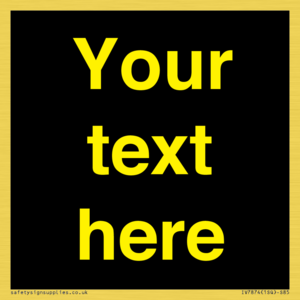 IV7874: Custom blank information sign. Yellow text, black background