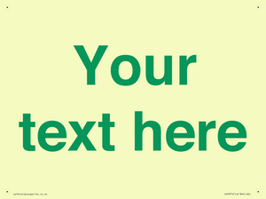 IV7875: Custom blank information sign. Green text, plain background