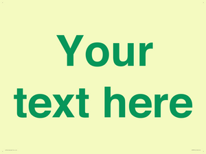 IV7875: Custom blank information sign. Green text, plain background