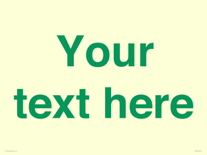 IV7875: Custom blank information sign. Green text, plain background