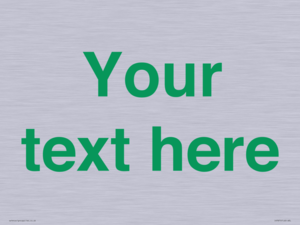 IV7875: Custom blank information sign. Green text, plain background